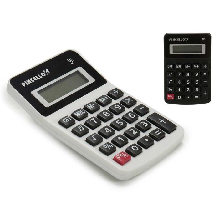 Calculadora Pincello 8 dígitos, 7.5x2.5x11.5 cm, Blanco y Negro (36 Unidades) 1 Calculadora Pincello 8 dígitos, 7.5x2.5x11.5 cm, Blanco y Negro (36 Unidades) 1