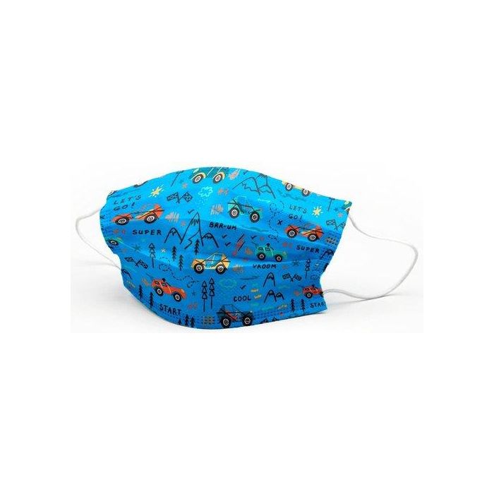 Mascarilla Quirurgica Iir 3 Capas Desechable First Protec Infantil Coches Paquete De 10