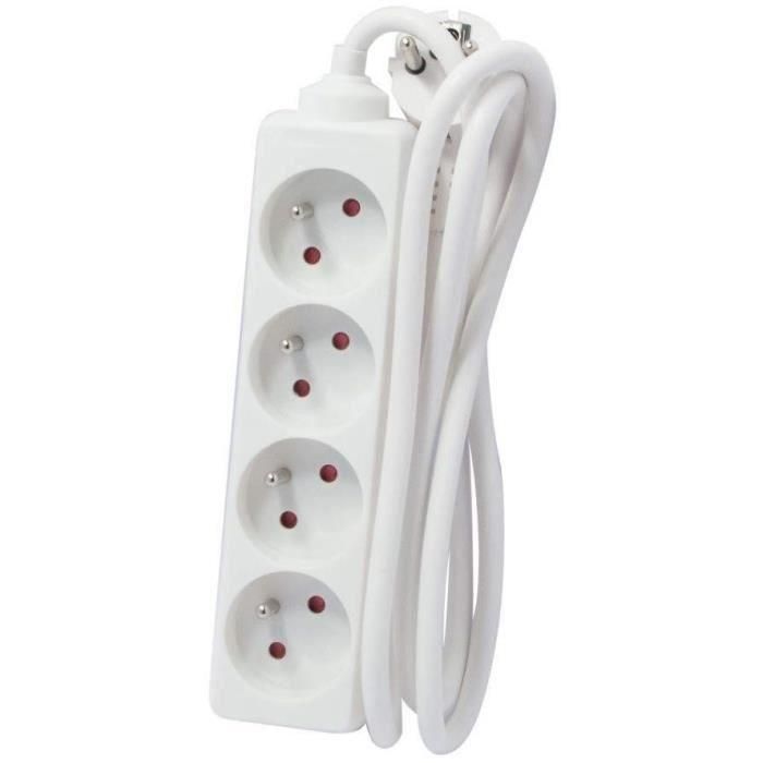 CHACON Bloque de extensión de enchufes múltiples 4 enchufes 16A 5m blanco 1