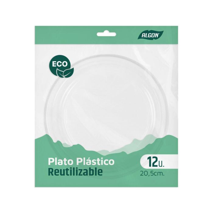 Set de Platos Algon Plástico 20,5 cm 20,5 x 2 cm 12 Piezas (24 Unidades) 2