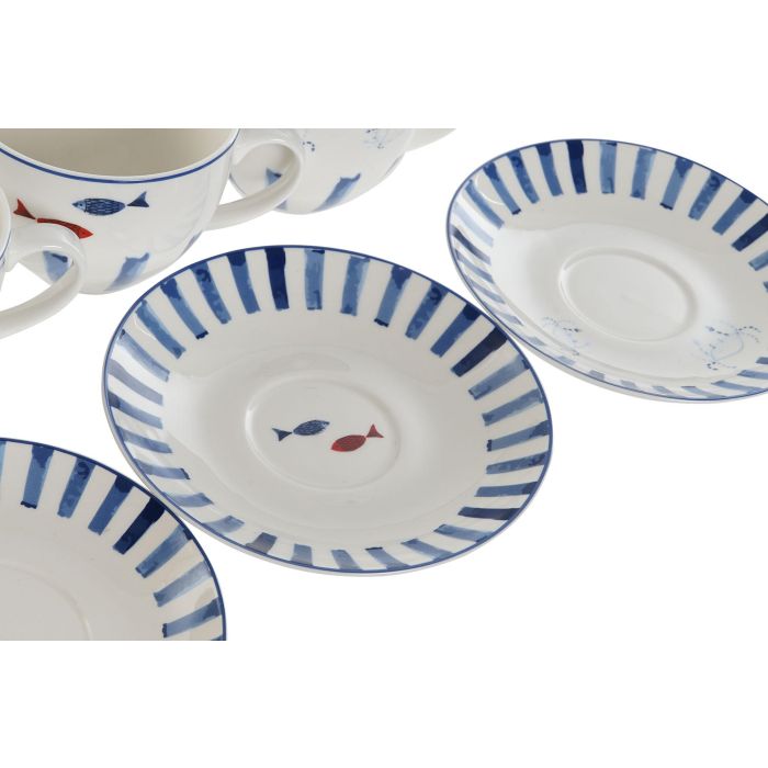 Taza Set Plato Atlantico DKD Home Decor Azul Blanco 9 x 7 x 12 cm (6 Unidades) 2 Taza Set Plato Atlantico DKD Home Decor Azul Blanco 9 x 7 x 12 cm (6 Unidades) 2