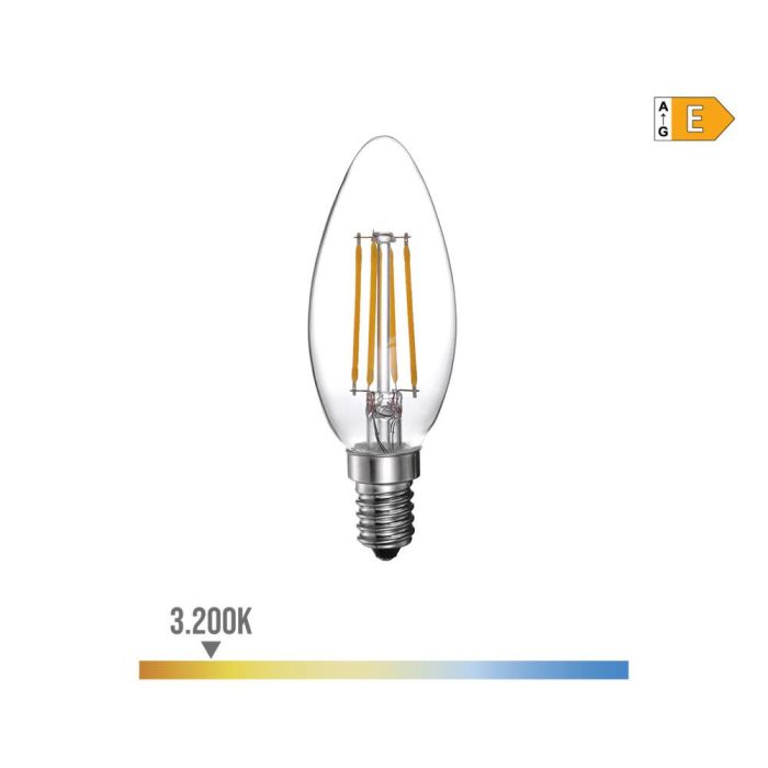 Edm Bombilla de vela LED E14 4W 500LM 3200K luz cálida clase E