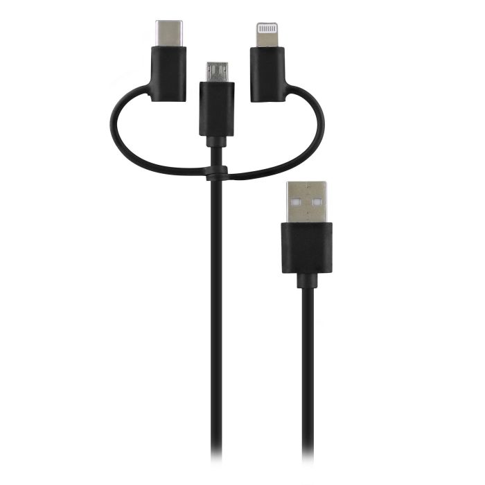 TNB WAY - USB/Micro USB 3 en 1 - USB-C - Cable de carga y sincronización Lightning de 1 m - Negro