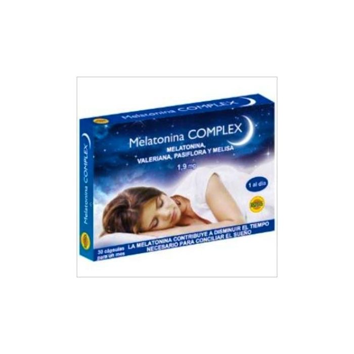 ROBIS Melatonina Complex 1,9 mg para Dormir, Reduce Jet Lag, 30 Cápsulas con Valeriana, Pasiflora y Melisa