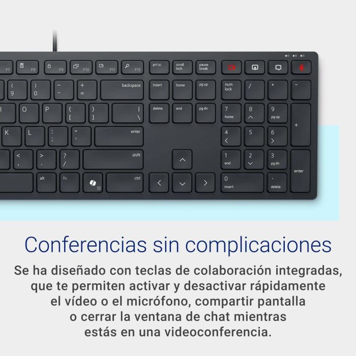 Dell KB525C Teclado con Tecnología de Émbolo, QWERTY Español, USB/USB-C, Teclado Numérico, 15 Teclas de Acceso Directo Programables, Resistente a Salpicaduras 1
