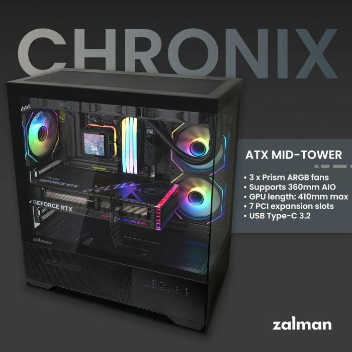 Caja Semitorre ATX Zalman CHRONIX Negro 11 Caja Semitorre ATX Zalman CHRONIX Negro 11