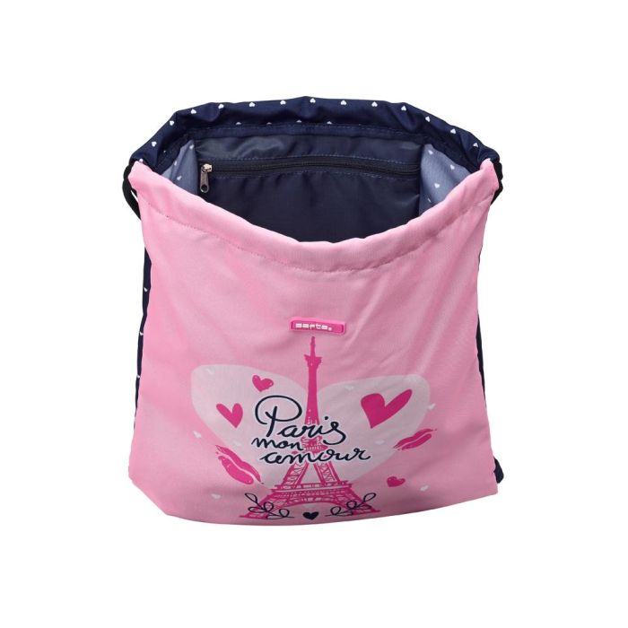 Bolsa Mochila con Cuerdas Safta Paris Rosa Azul marino 35 x 40 x 1 cm 2