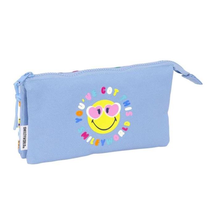 Safta Estuche Escolar Portatodo Triple Cremallera Reciclado Smiley World Joyful 120x220x30 mm 2