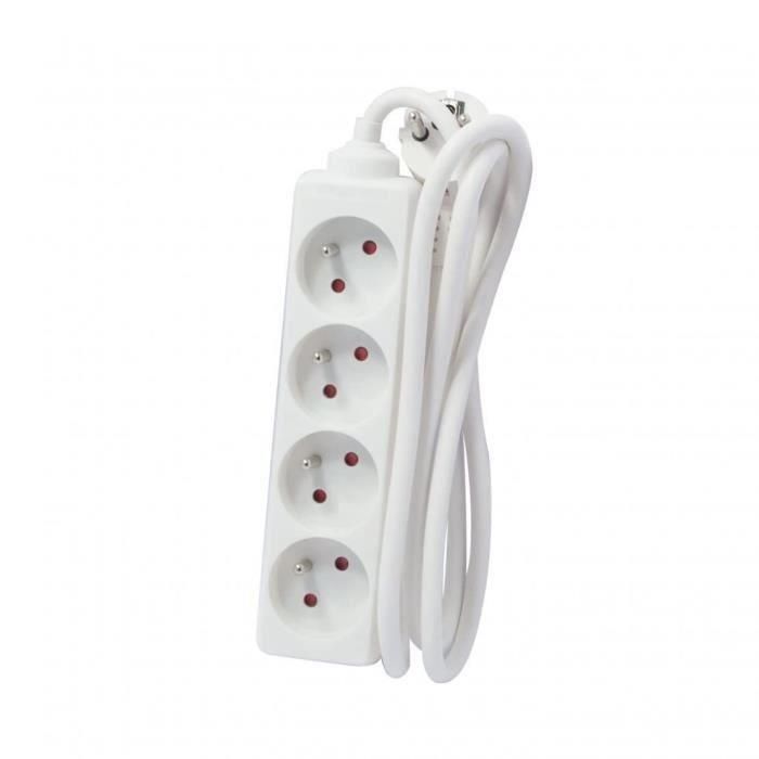 CHACON Bloque de extensión de enchufes múltiples 4 enchufes 16A 5m blanco 2