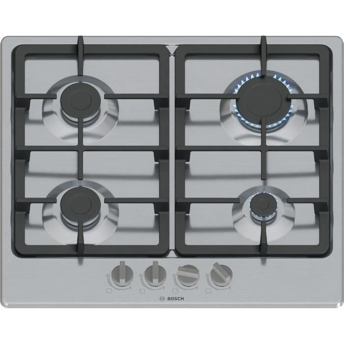 Placa de gas - BOSCH Serie 4 - 4 fuegos - 52 x 58,2 x 4,5 cm - PGP6B5K90 - Acero inoxidable Placa de gas - BOSCH Serie 4 - 4 fuegos - 52 x 58,2 x 4,5 cm - PGP6B5K90 - Acero inoxidable