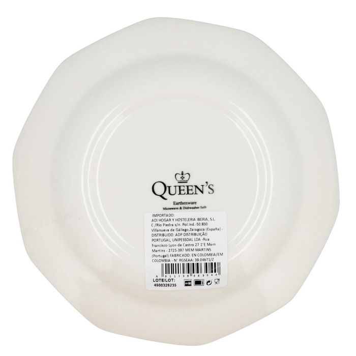 Plato Postre Cerámico Artic White Queen's 20,5 cm (6 Unidades)