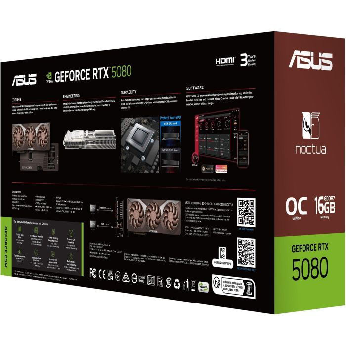 ASUS RTX 5080 16GB GDDR7 Noctua OC Edition Tarjeta Gráfica 3 Fan 13