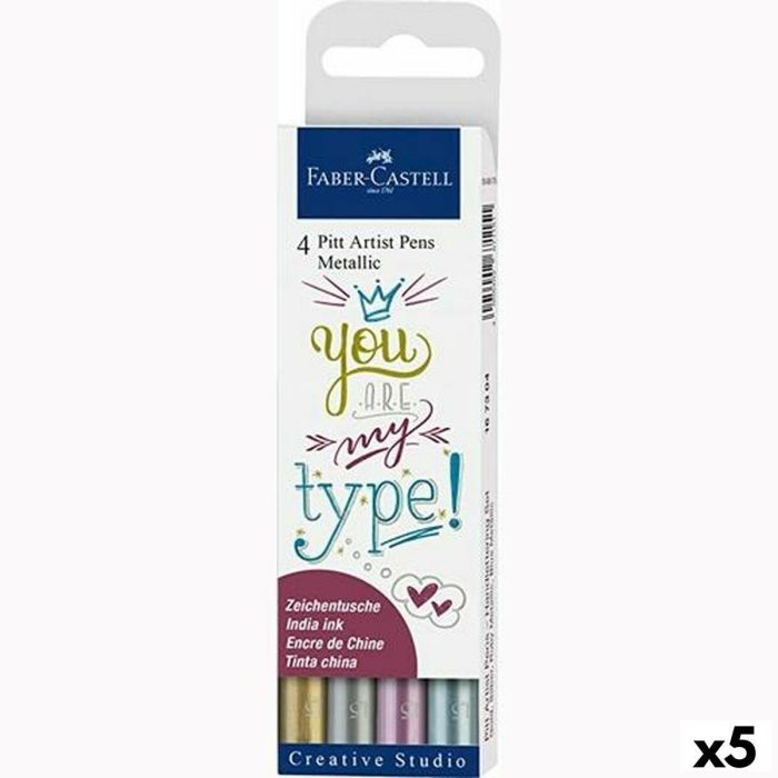 Set de Rotuladores Faber-Castell Pitt Artist Metalizado Estuche (5 Unidades) 0 Set de Rotuladores Faber-Castell Pitt Artist Metalizado Estuche (5 Unidades) 0