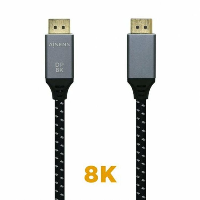 AISENS - CABLE DISPLAYPORT V1.4 8K@60HZ, DP/M-DP/M, GRIS/NEGRO, 2.0M 4