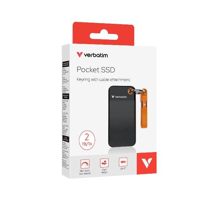 Verbatim Disco Duro Externo Portátil Llavero SSD 2TB USB-C 3.2 Gen 2 (10Gbps) Compacto y Ultra Ligero Negro y Naranja 2