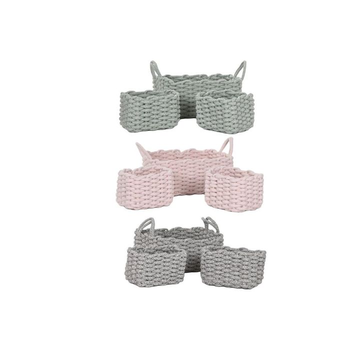 Juego de Cestas Home ESPRIT Beige Gris Rosa Cuerda (3 Piezas) (3 Unidades) 1 Juego de Cestas Home ESPRIT Beige Gris Rosa Cuerda (3 Piezas) (3 Unidades) 1