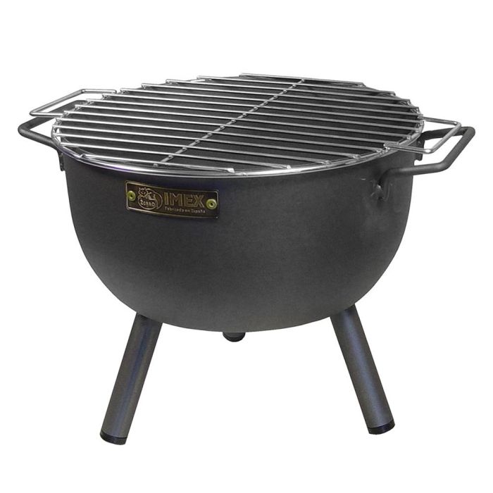 Barbacoa de sobremesa redonda con parrilla zincada ø30x28cm imex el zorro