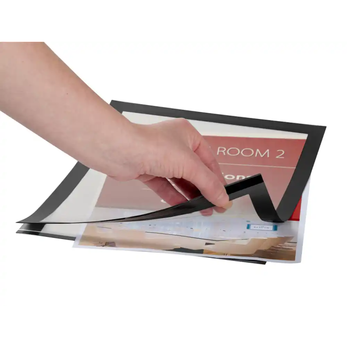 Q-connect Marco Porta Anuncios Magnético DIN A4 Adhesivo Removible, Negro, Pack 2 Unidades 2