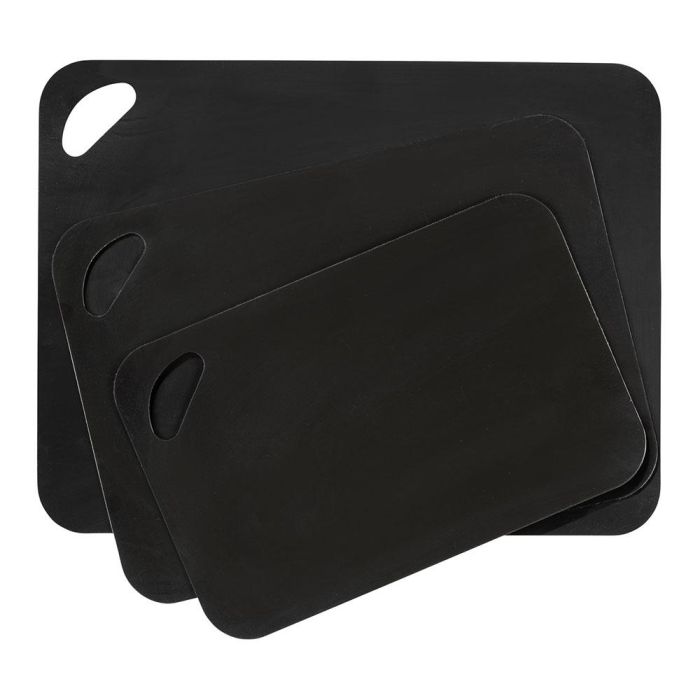 Wenko Tabla de Corte 3 uds. Negro Flexible Antideslizante Apto Lavavajillas 38 x 29 x 0.15 cm / 33.5 x 24 x 0.15 cm / 28 x 18 x 0.15 cm