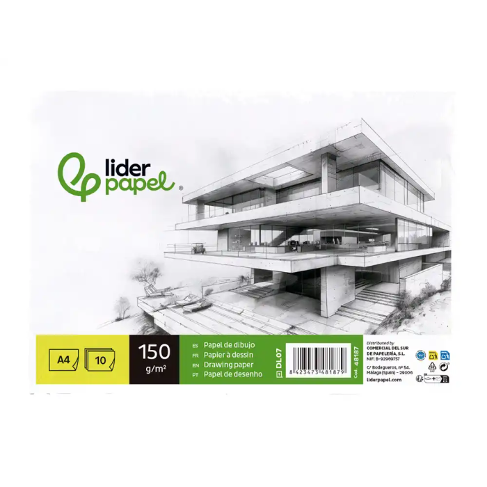 Liderpapel Papel Dibujo Artístico A4 210x297mm 150g/m2 Blanco Pack 10 Hojas 1 Liderpapel Papel Dibujo Artístico A4 210x297mm 150g/m2 Blanco Pack 10 Hojas 1