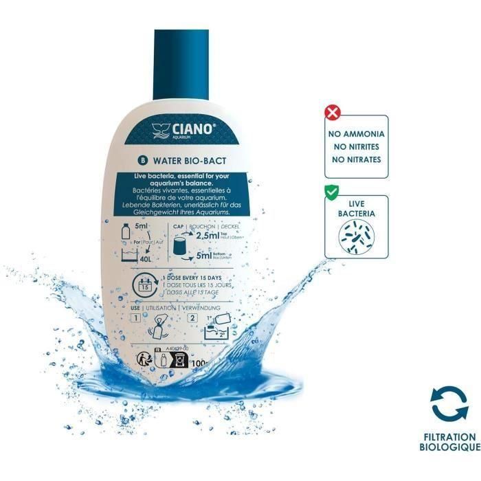 Tratamiento para acuarios - CIANO - Pack para el cuidado del agua 3 x 100 ml - Agua cristalina, peces sanos, mantenimiento rápido 5 Tratamiento para acuarios - CIANO - Pack para el cuidado del agua 3 x 100 ml - Agua cristalina, peces sanos, mantenimiento rápido 5