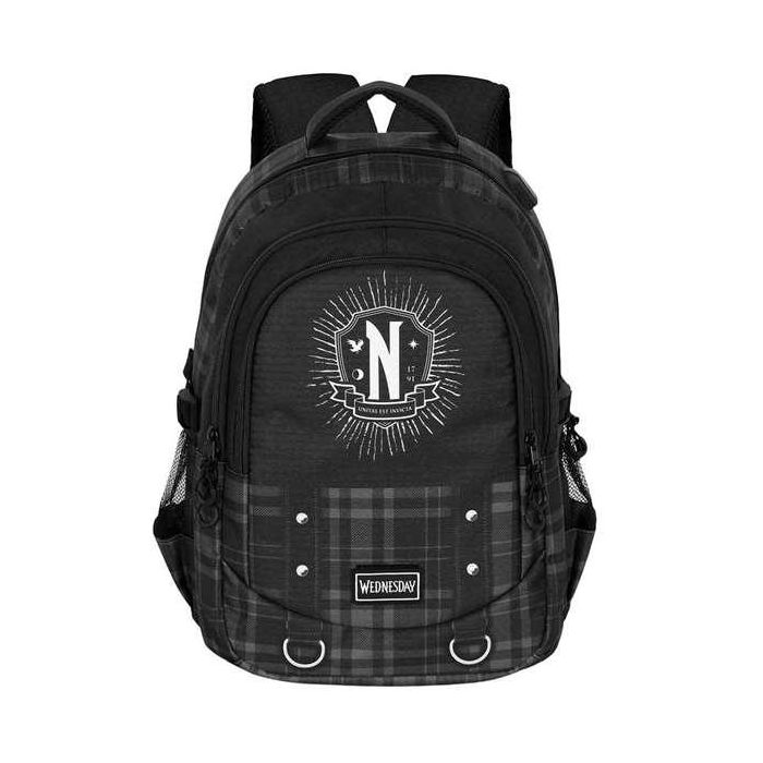 Karactermania Miércoles Run. Plus FAN Chain Mochila, Negro, Ripstop, 3 Compartimentos, USB, 44x34x21 cm 5