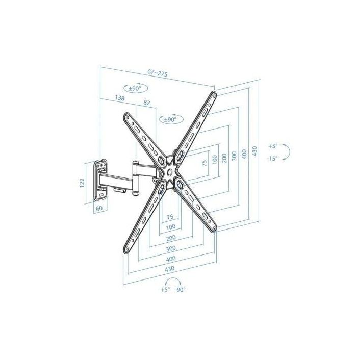 TOOQ SOPORTE PARED PANTALLAS 13-55" GIRA/INCLI NEGRO 4 TOOQ SOPORTE PARED PANTALLAS 13-55" GIRA/INCLI NEGRO 4