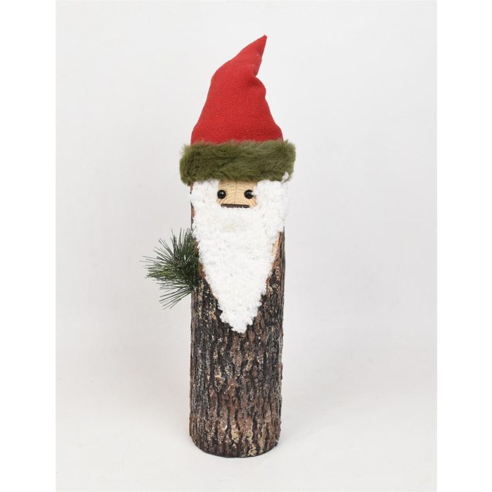 DKD Home Decor Figura Decorativa Navidad Papa Noel Alpina de Abedul y Purpurina Colores Natural Rojo Blanco 35 cm Alto