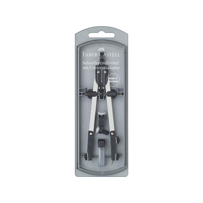Faber Castell Compás Articulado de Ajuste Rápido con Adaptador Universal 17 cm + Accesorios