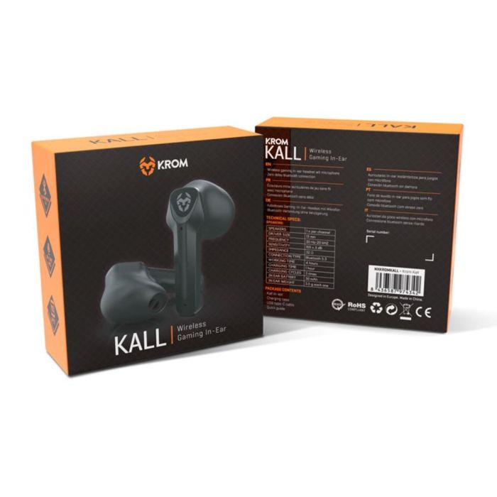 Auriculares Bluetooth Krom Kall con estuche de carga/ Autonomía 4h/ Negros 4 Auriculares Bluetooth Krom Kall con estuche de carga/ Autonomía 4h/ Negros 4