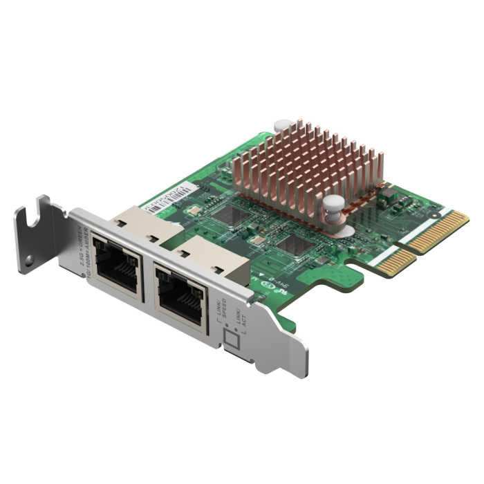 Qnap Tarjeta de Red QXG-2G2T-I225, 2 Puertos RJ45 2.5GbE Intel I225-LM, Compatible NAS y PC, PCIe 3