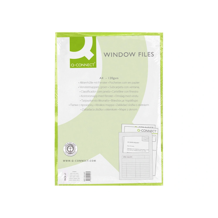 Q-connect Subcarpeta Cartulina Verde DIN A4 con Ventana Transparente 120 gr Certificado Blue Angel 9 Q-connect Subcarpeta Cartulina Verde DIN A4 con Ventana Transparente 120 gr Certificado Blue Angel 9