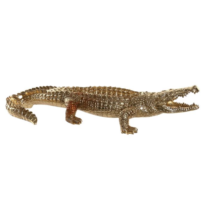 DKD Home Decor Figura Decorativa Colonial Cocodrilo Resina Dorado 16.5x10.5x47.5 cm DKD Home Decor Figura Decorativa Colonial Cocodrilo Resina Dorado 16.5x10.5x47.5 cm