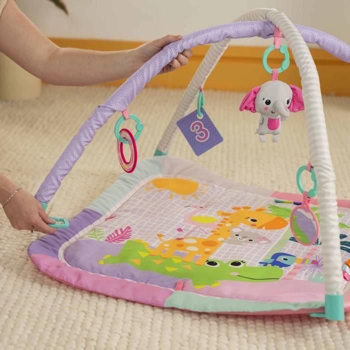 Alfombra de actividades plegable para bebé BRIGHT STARTS - Rosa jungla - Arco con juguetes sensoriales y musicales, espejo 3 Alfombra de actividades plegable para bebé BRIGHT STARTS - Rosa jungla - Arco con juguetes sensoriales y musicales, espejo 3