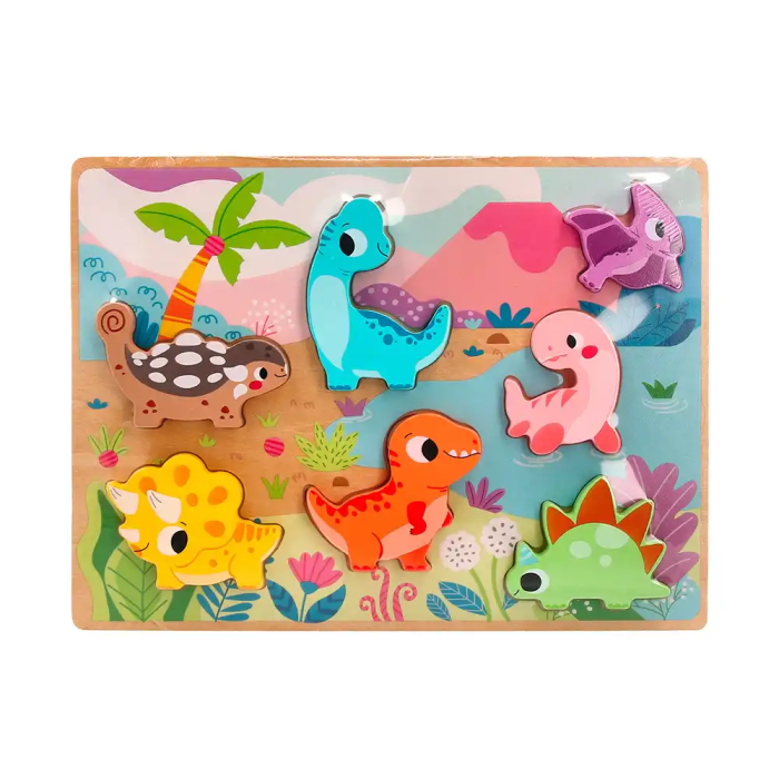 Imaginovo Puzle Infantil Madera 3D Dinosaurios +12 Meses 8 Piezas 29,5x22x1,7cm 4