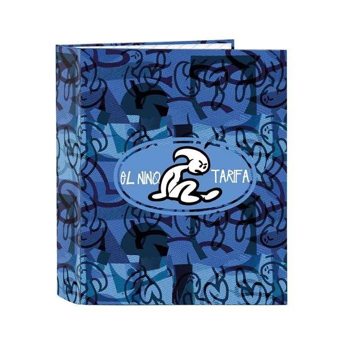 Carpeta de anillas El Niño Roller Azul Negro A4 27 x 33 x 6 cm