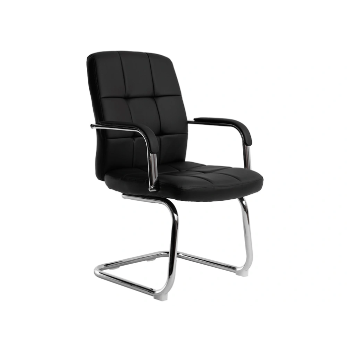 Q-connect Silla Pia Ve Escritorio Simil Piel Base Metalica Negro Altura Max 1050 mm 4