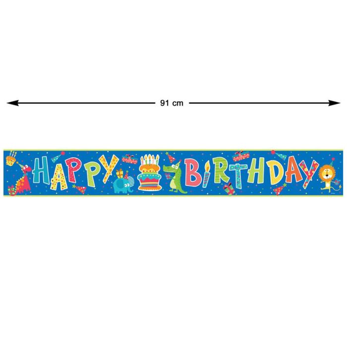 Set Guirnalda Animales Felices Happy Birthday 90 cm Diámetro