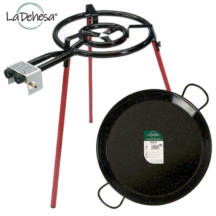 Set Paellera Esmaltada La Dehesa 46 cm, Negro/Rojo, 12 Racones (4 Unidades) 1 Set Paellera Esmaltada La Dehesa 46 cm, Negro/Rojo, 12 Racones (4 Unidades) 1