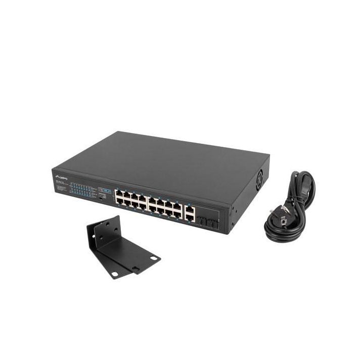Lanberg Switch 18 Puertos 100Mb 16Xpoe+ Con 2 Puertos Combo Gbps y PoE+ 150W Rack 19" 1