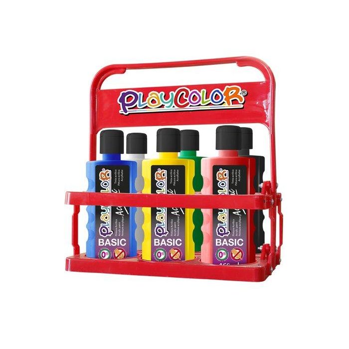 Pintura Acrilica Playcolor Basic Surtido Bolsa De 6 Colores 250 Ml (Blanco + Amarillo + Rojo + Verde + Azul + Negro)