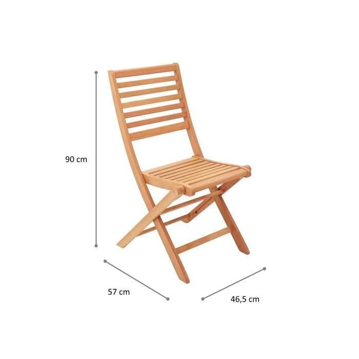 Juego de 2 sillas plegables de eucalipto para jardín FSC - 57,5x46,5x90cm 2 Juego de 2 sillas plegables de eucalipto para jardín FSC - 57,5x46,5x90cm 2