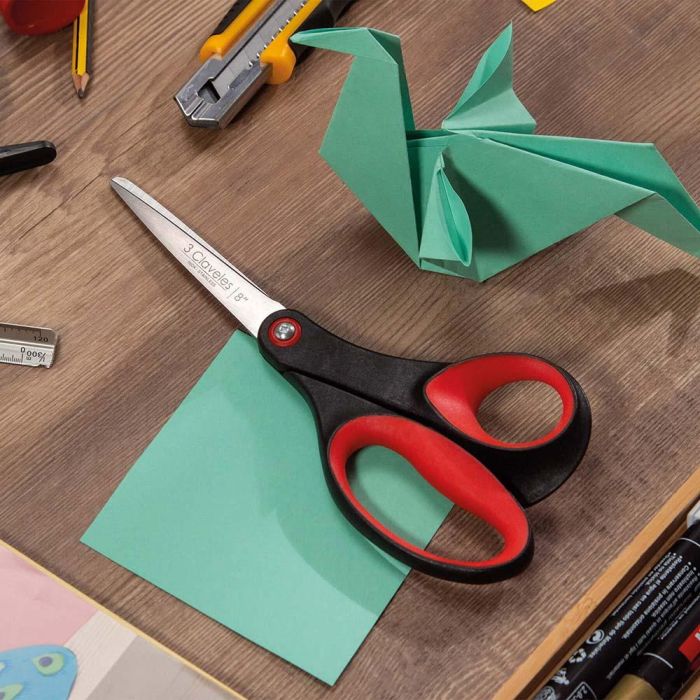 3 Claveles Tijeras Multiusos de Acero Inoxidable con Mangos Ergonómicos TPR 20 cm (8") 1 3 Claveles Tijeras Multiusos de Acero Inoxidable con Mangos Ergonómicos TPR 20 cm (8") 1