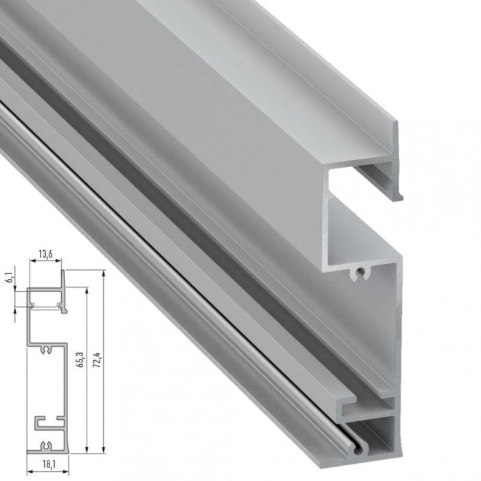 Perfíl Aluminio FLARO 2,02M - Anodizado Plata 1 Perfíl Aluminio FLARO 2,02M - Anodizado Plata 1