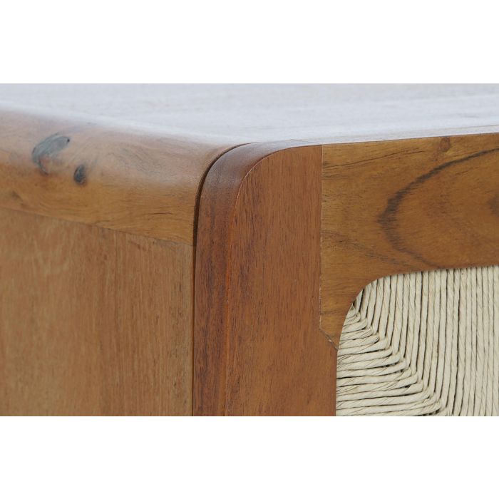 DKD Home Decor Mesita de Noche Item Home Acacia Ratan Marron Oscuro Natural 40 x 50 x 50 cm 2