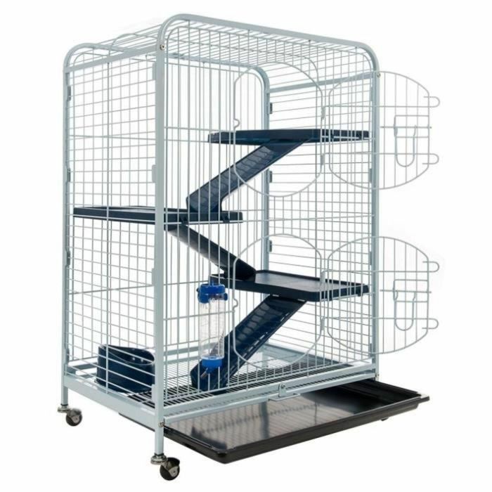 Tyrol Jaula Torre para roedores, vertical, con 3 plataformas, 3 escaleras, biberón, comedero y ruedas, 64x44x93cm 2 Tyrol Jaula Torre para roedores, vertical, con 3 plataformas, 3 escaleras, biberón, comedero y ruedas, 64x44x93cm 2