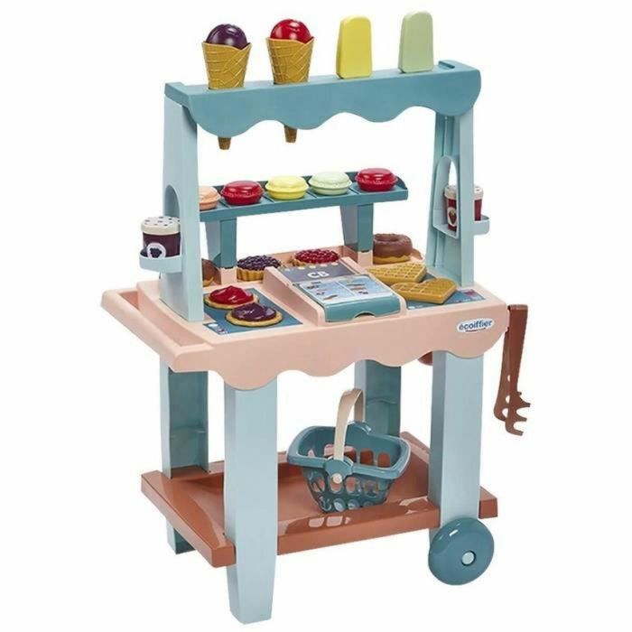 Ecoiffier Delicia del Comerciante Juguete Puesto de Helados y Pasteles 26 Piezas Colores Delicados +18 Meses