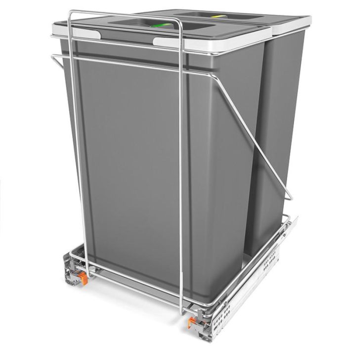 Herrajes Alk Cubo de Basura Ecofil Extraíble 2x35L Antracita para Reciclaje con Tirador para Mueble Cocina 450mm