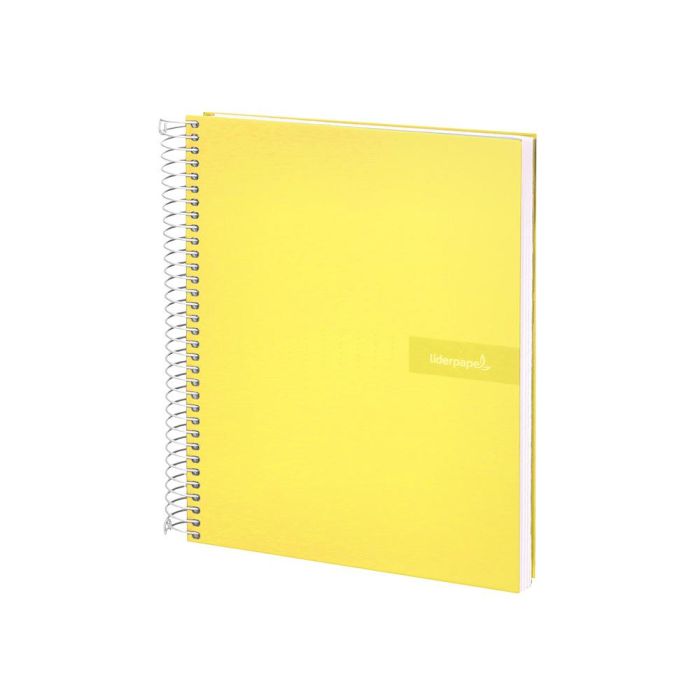 Cuaderno Espiral Liderpapel A4 Crafty Tapa Forrada 80H 90 gr Cuadro 4 mm Con Margen Color Amarillo 3