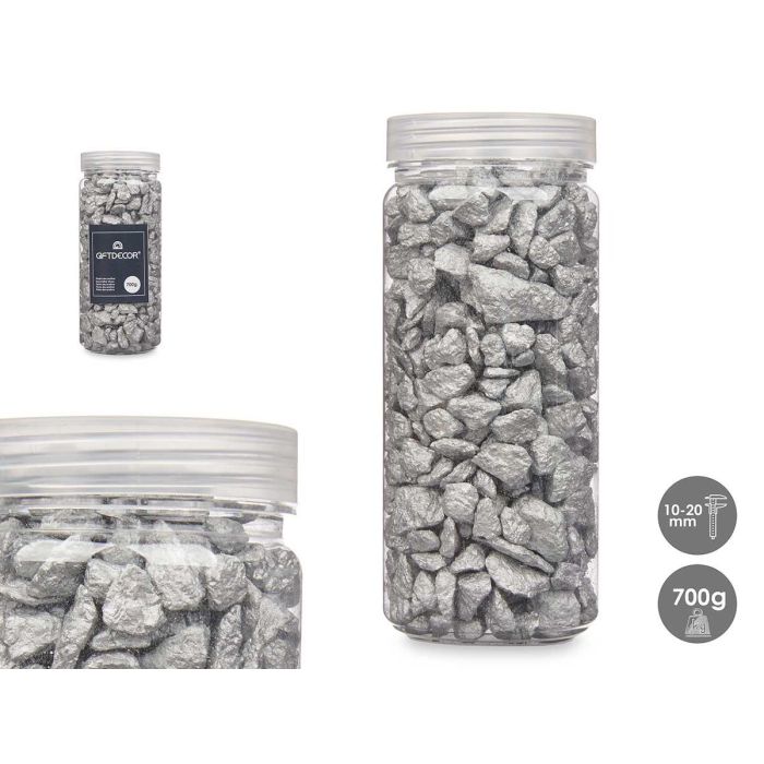 Bote Piedra Metalizada 10-20 mm, 700 g Plata - Giftdecor (12 Unidades) Bote Piedra Metalizada 10-20 mm, 700 g Plata - Giftdecor (12 Unidades)